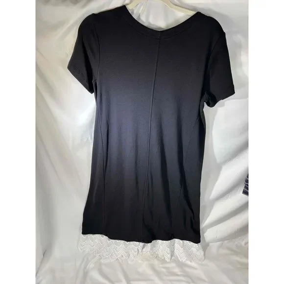 Daily Ritual Womens Black Short Sleeve Round Neck Lace Hem Dress Size 1X 41L 21B - Picture 2 of 7